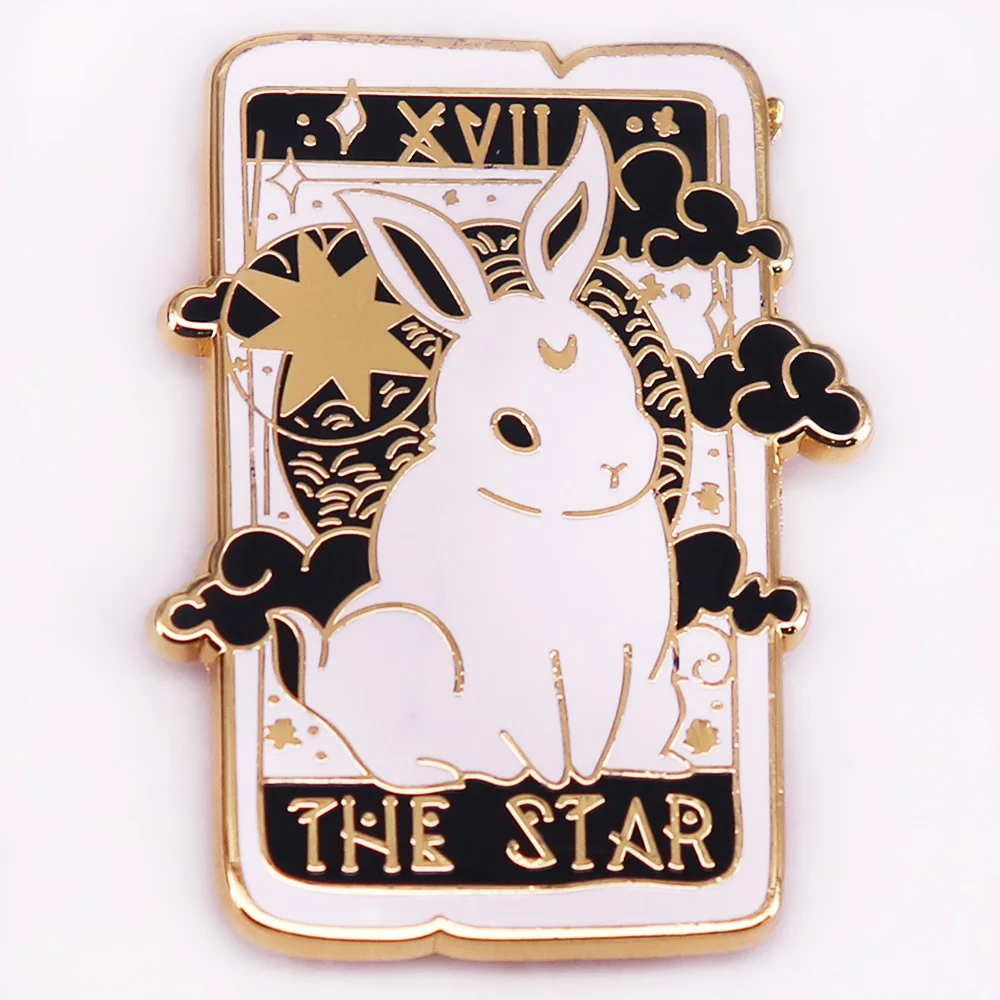 White Rabbit The Star Tarot Hard Enamel Pin