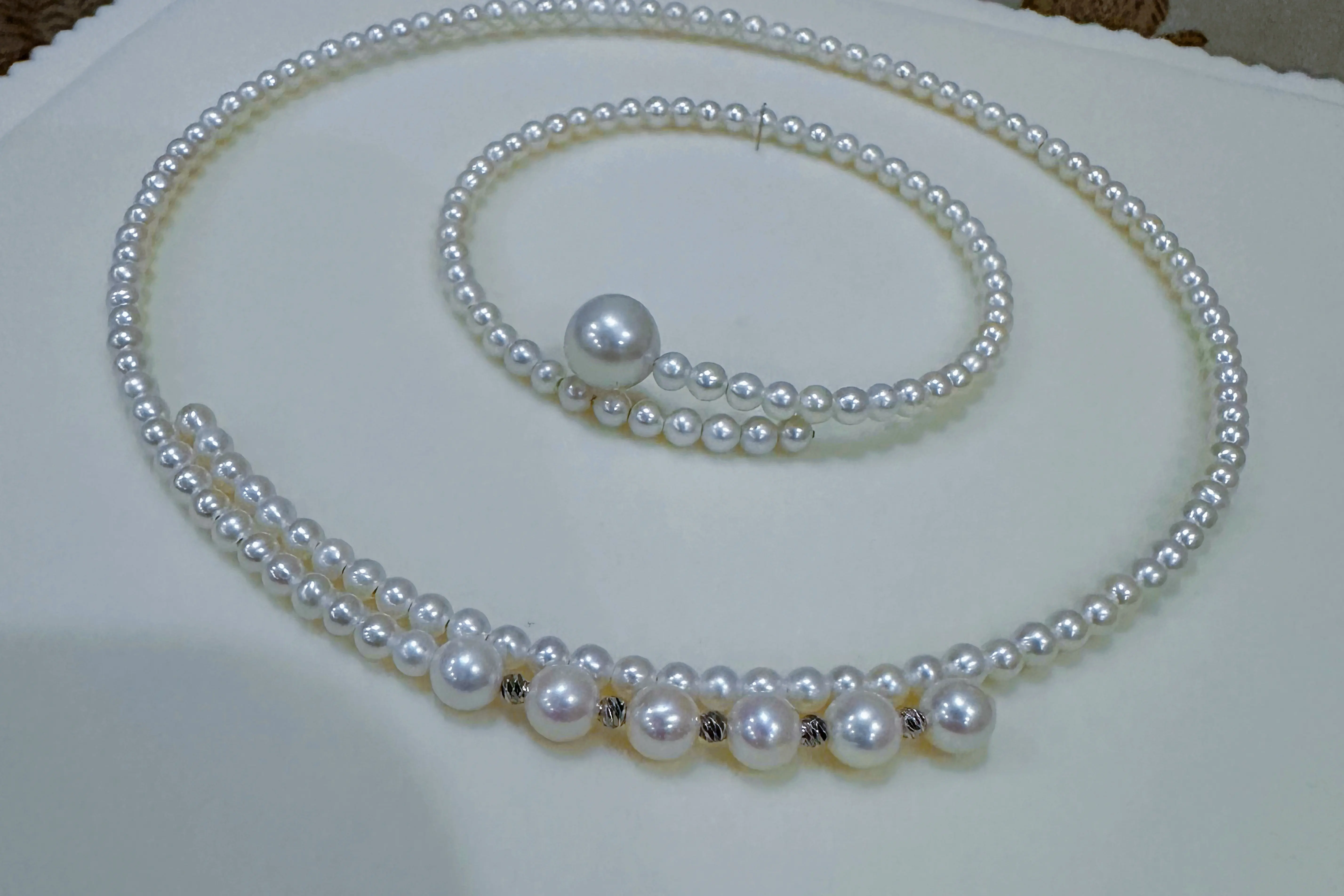 Natural Pearl AAAA4-10-12mm Pearl Collar 45cm+Pearl Bracelet 18cm/Supports Customized Sizes