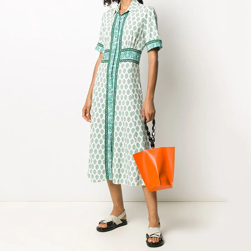 Verano estampado floral largo Dr mujer cuello cuadrado ort Sve estampado a cuadros longitud media een guingán Dr