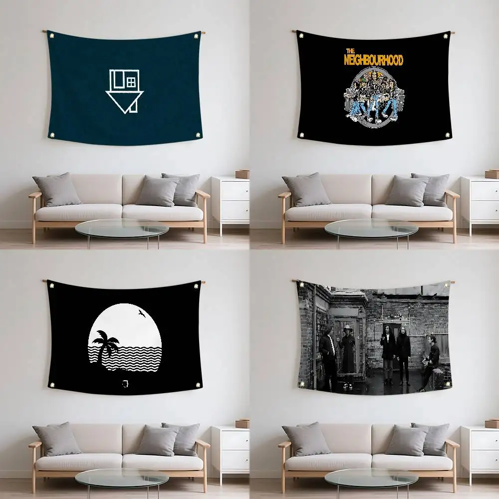 Banderas NBHD de la N-Neighbourhood, decoración de habitación, decoraciones para exteriores, artículos personalizados, banderas para dormitorios, hogar, divertidas