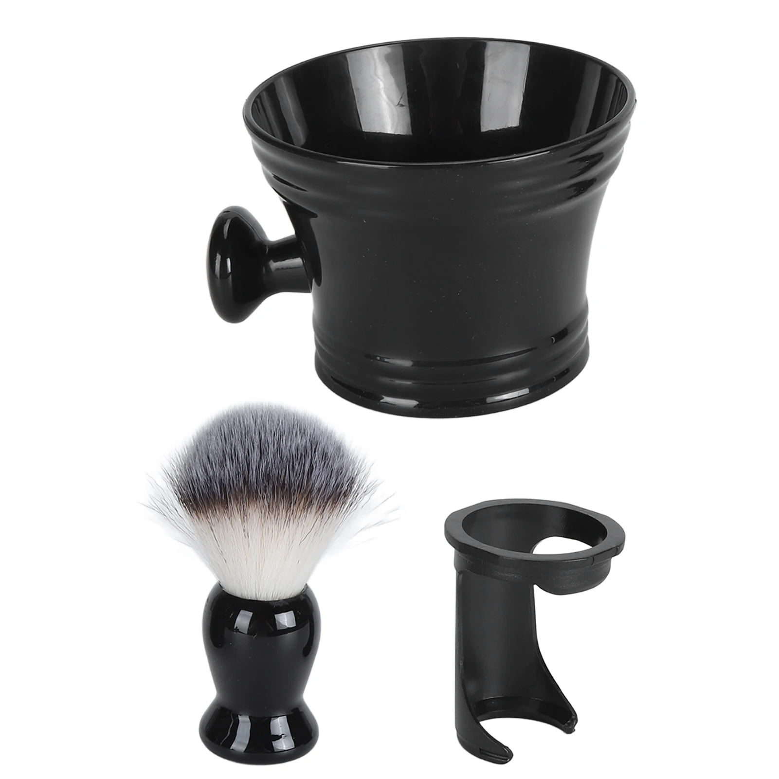 

Lathering Brush Stand with Bowl Residuals Removal Lathering Brush Stand Bowl Soft Nylon Hair Portable for Barber for Home Use