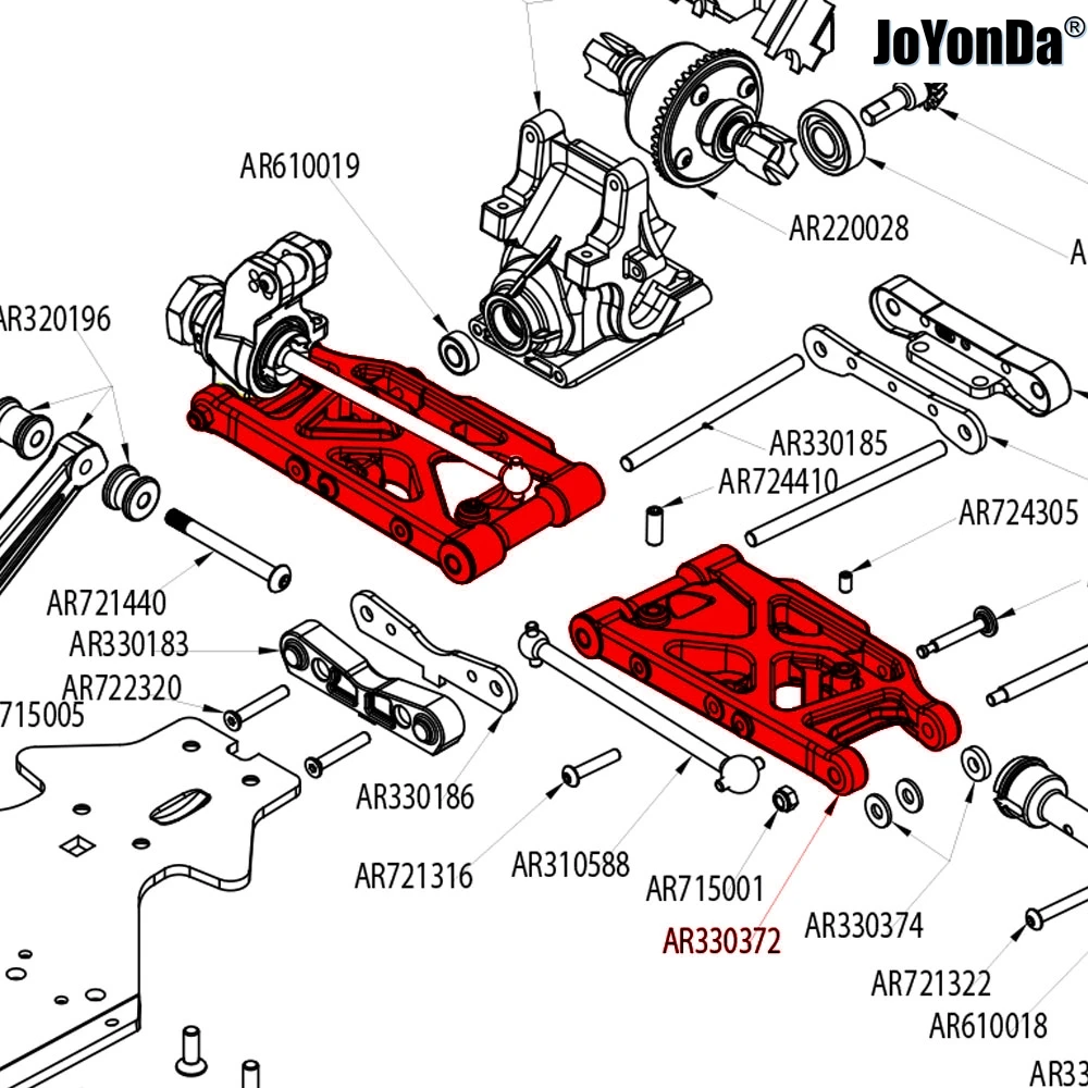 2 brazos de suspensión inferiores traseros AR 330372   Piezas de mejora para coche RC ARRMA 1/10 SENTON # AR-AR-AR 102673 # AR-AR-AR 102654 # AR-AR-AR 106007