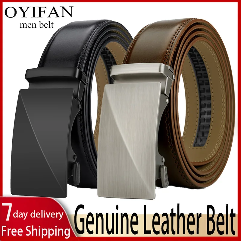 

OYIFAN Brand Leather Belts for Men 115cm-145cm Automatic belt with ratchet strap Top quality belts, luxury belts for men