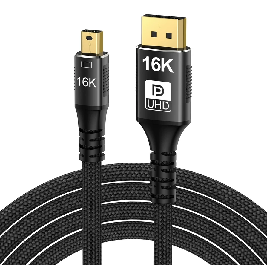 16K Mini DisplayPort to DisplayPort Cable 8K 60Hz 4K@144Hz DP 2.1 Bi-Directional Adapter for Gaming Monitor And PC Data Transfer