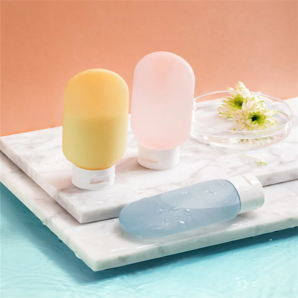 Soft Silicone Garrafa Recarregável, Loção Recipiente, Squeeze Tube, Vazio, Portátil, Viagem, Shampoo, 60ml, 3pcs por conjunto