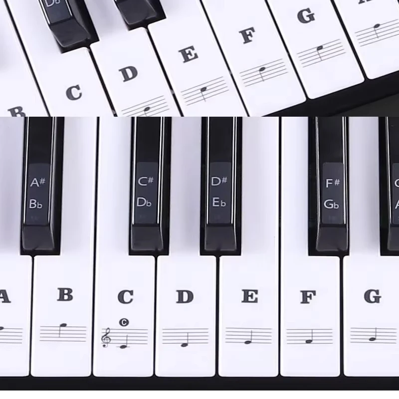 Miwayer Large Bold Letter Removable Piano Key Stickers for 88/61/54 Key Keyboards - Music Note Key Labels