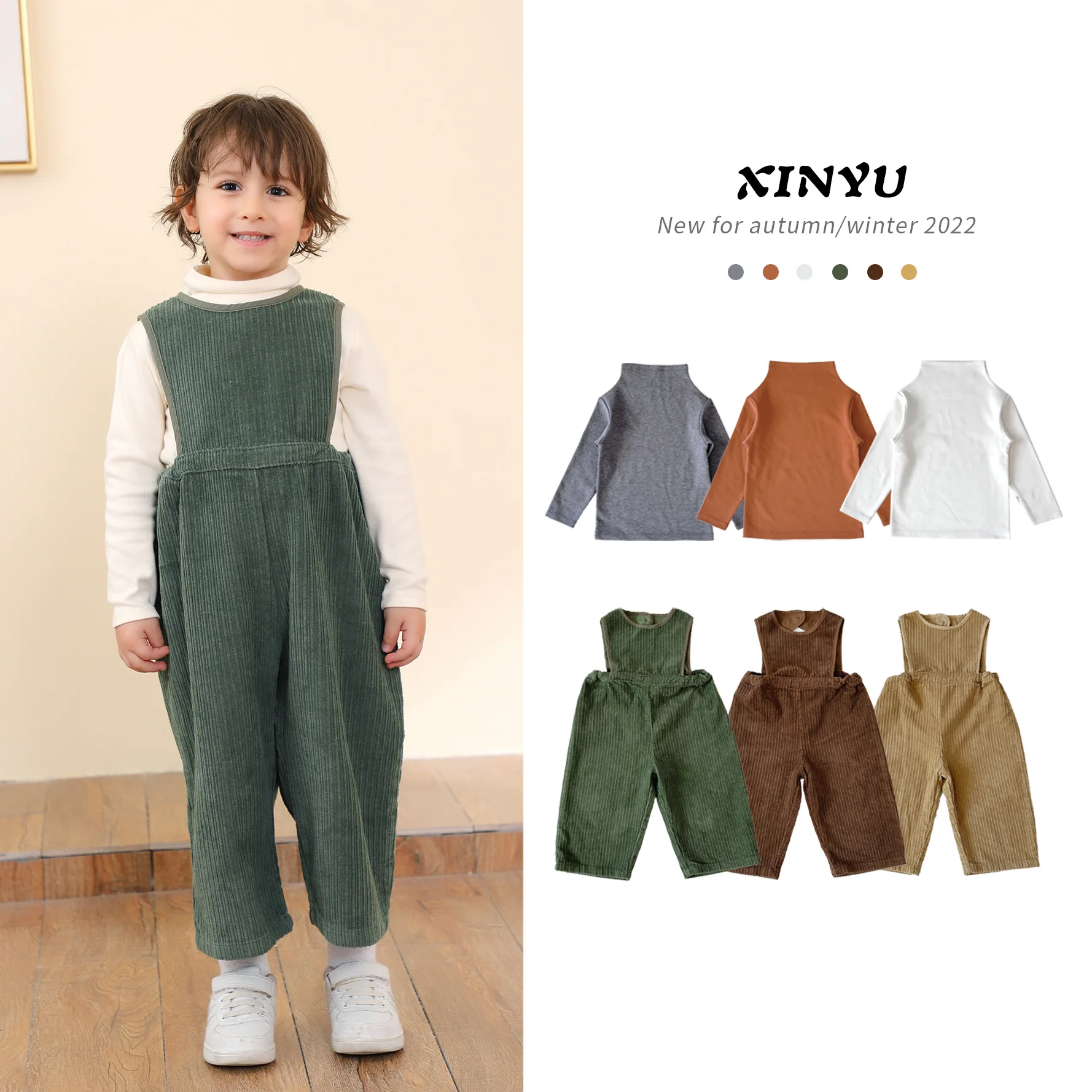 

Jenny&Dave Children's backpack pants, men's autumn Nordic wind lamp core velvet backpack pants, children's solid color straight