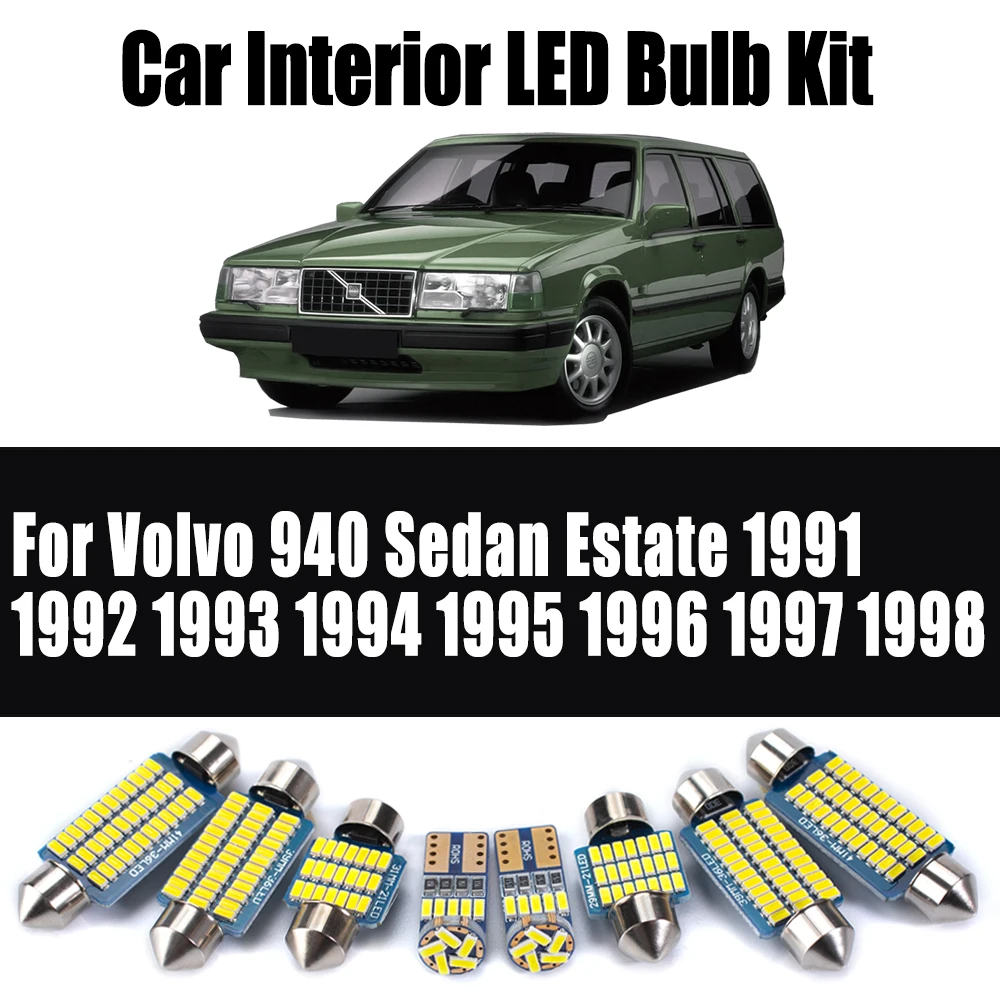 

15 шт. Canbus для Volvo 940 Sedan Estate 1991- 1994 1995 1996 1997 1998 автомобильный светодиодный интерьер для чтения карт купольная дверь комплект освещения для ног