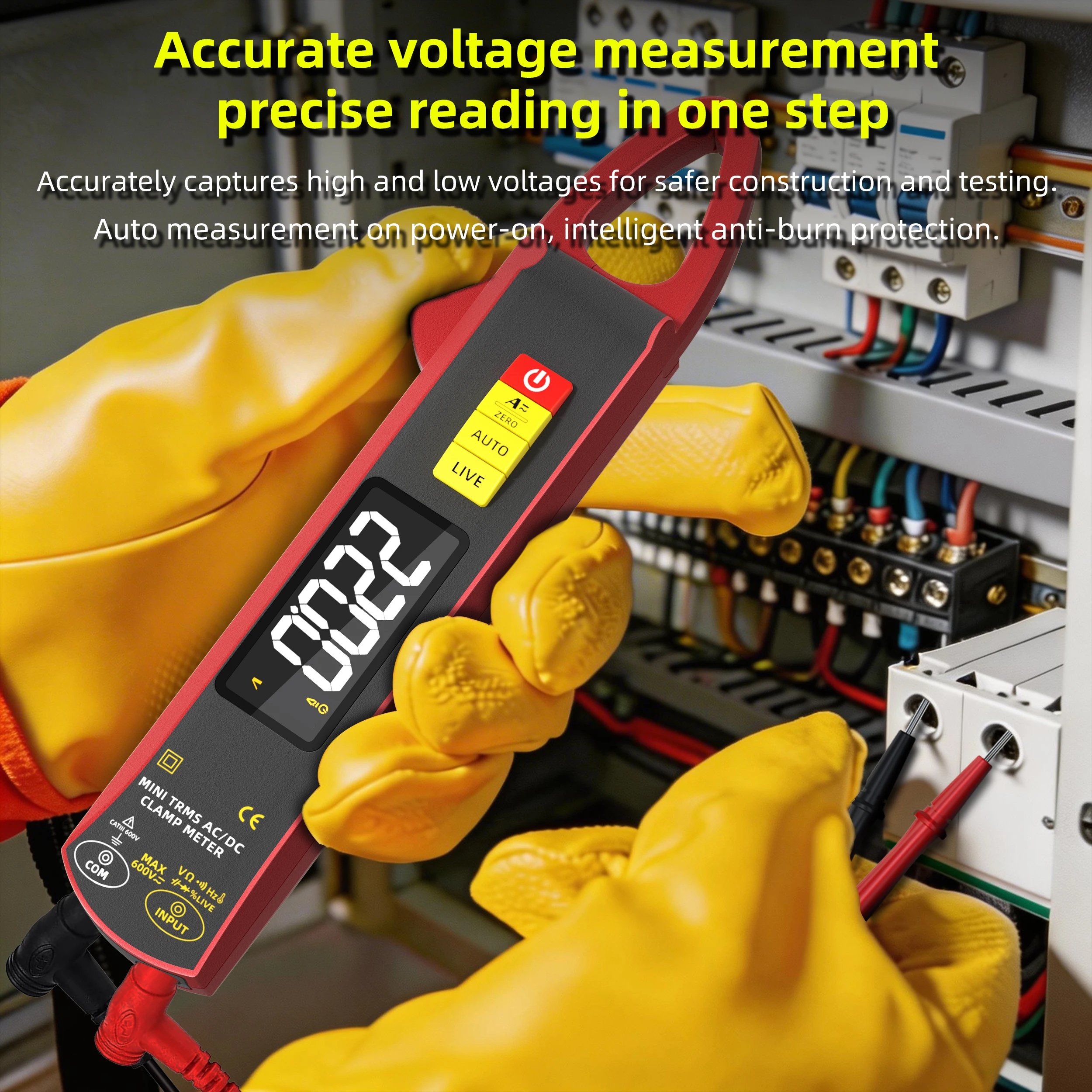 BSIDE UX2 True RMS Digital Clamp Meter 6000 Counts, DC AC 200A 1mA Auto Range Multimeter, Car Voltmeter Cap Temp Hz Tester
