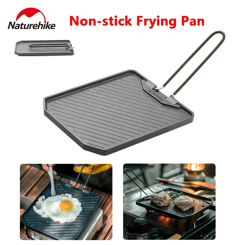 Naturehike Frying Pan Non-stick Pan Cooking Camping Outdoor Aluminum Stainless Steel Cookware With Folding Handle Kitchen