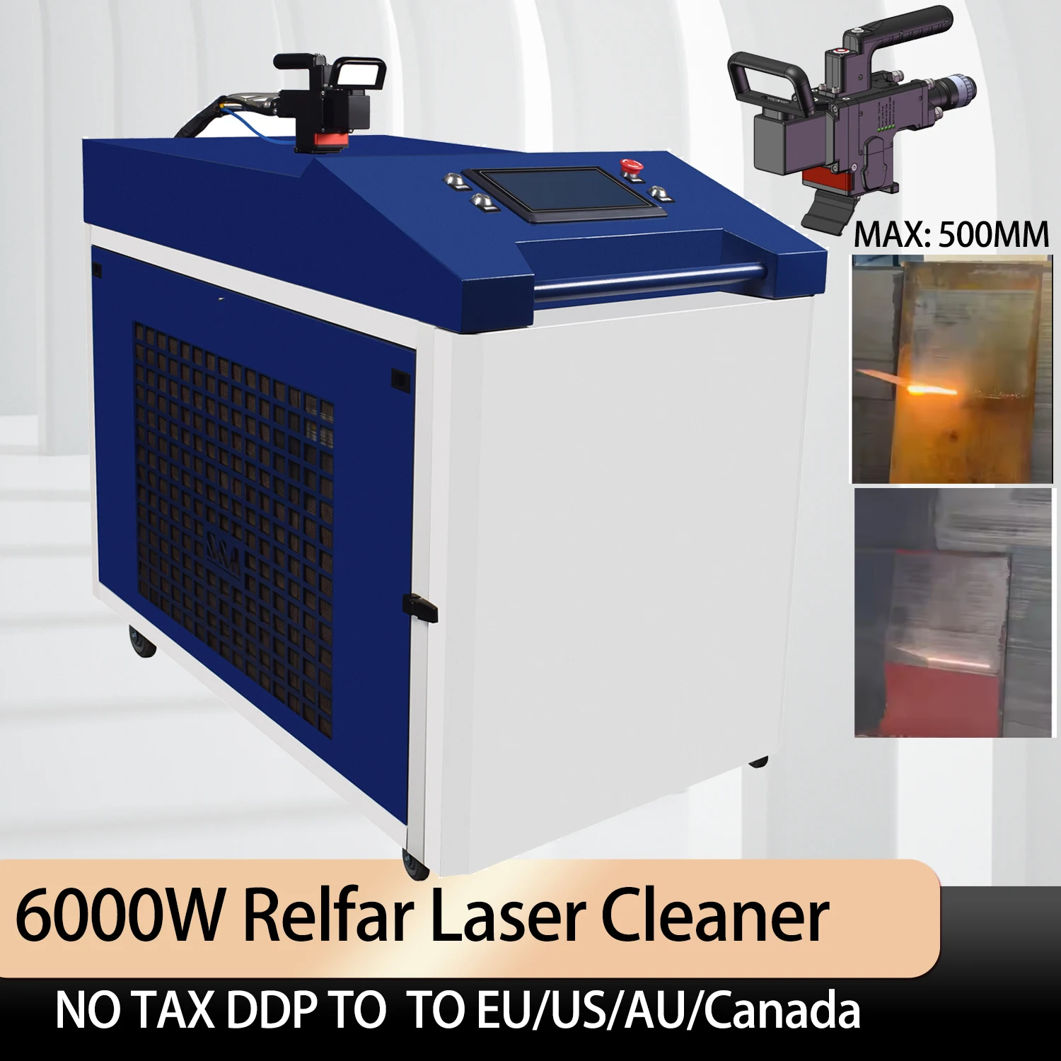섬유 레이저 산업용 녹 제거 청소 기계, 금속 청소용 오일 페인트, 폭 500mm, 6000W