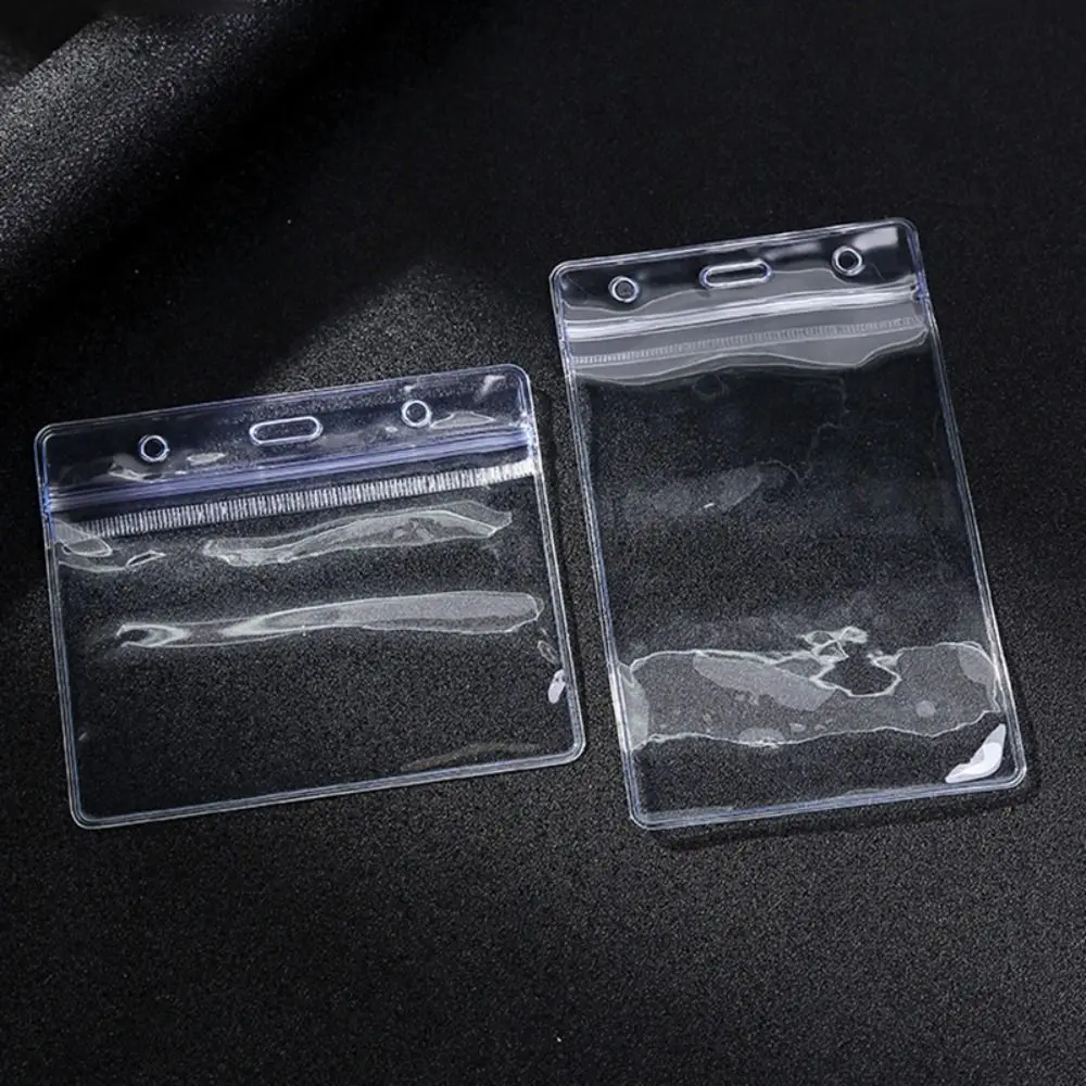 1PC Simple PVC Sealed Card Sleeve Transparent Vertical/Horizontal Name Card Protector Cover Waterproof ID Card Badge Holder