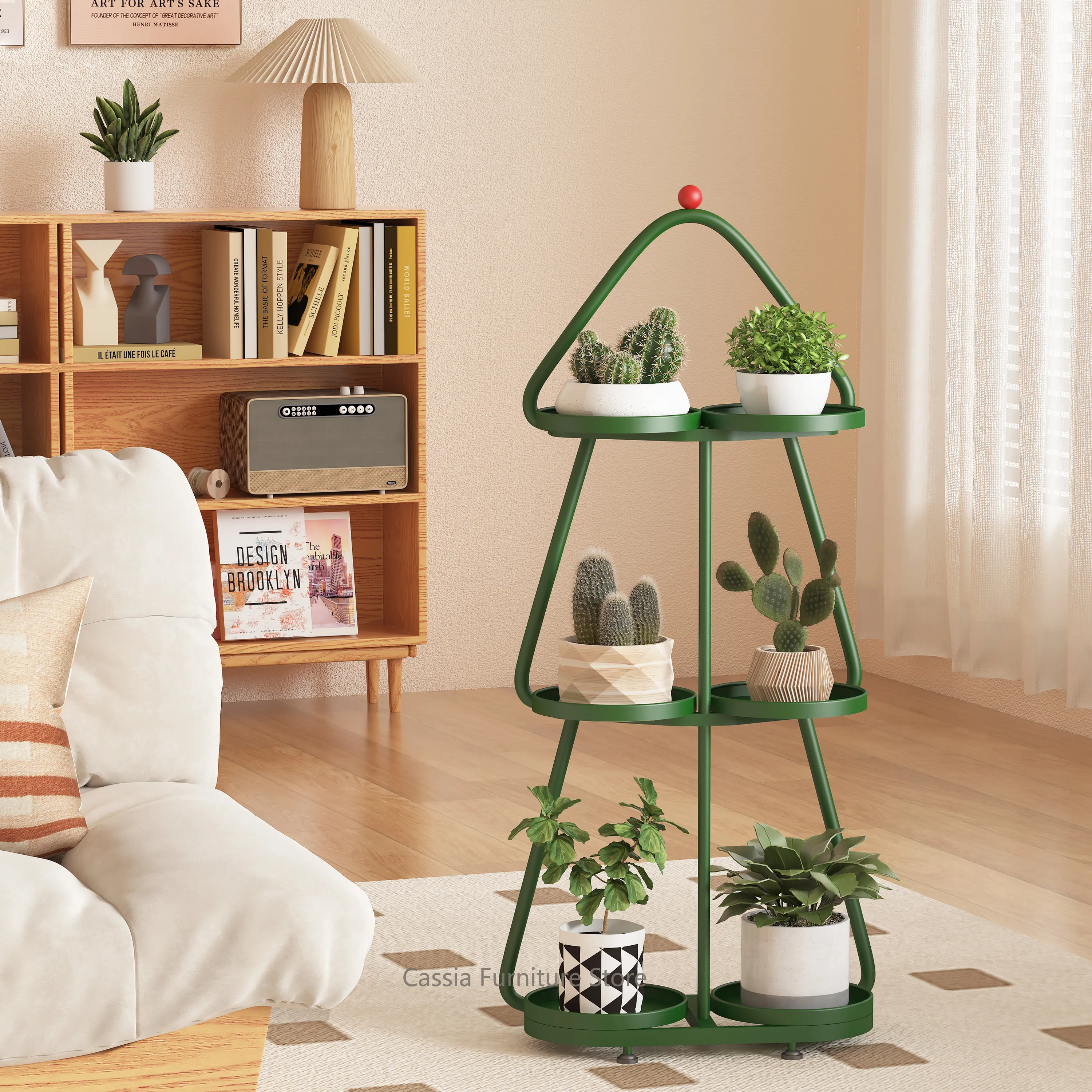 Industrial Style Iron Multi-Tier Plant Stand with Wheels for Balcony Living Room, Flower Pot Holder Display Shelf