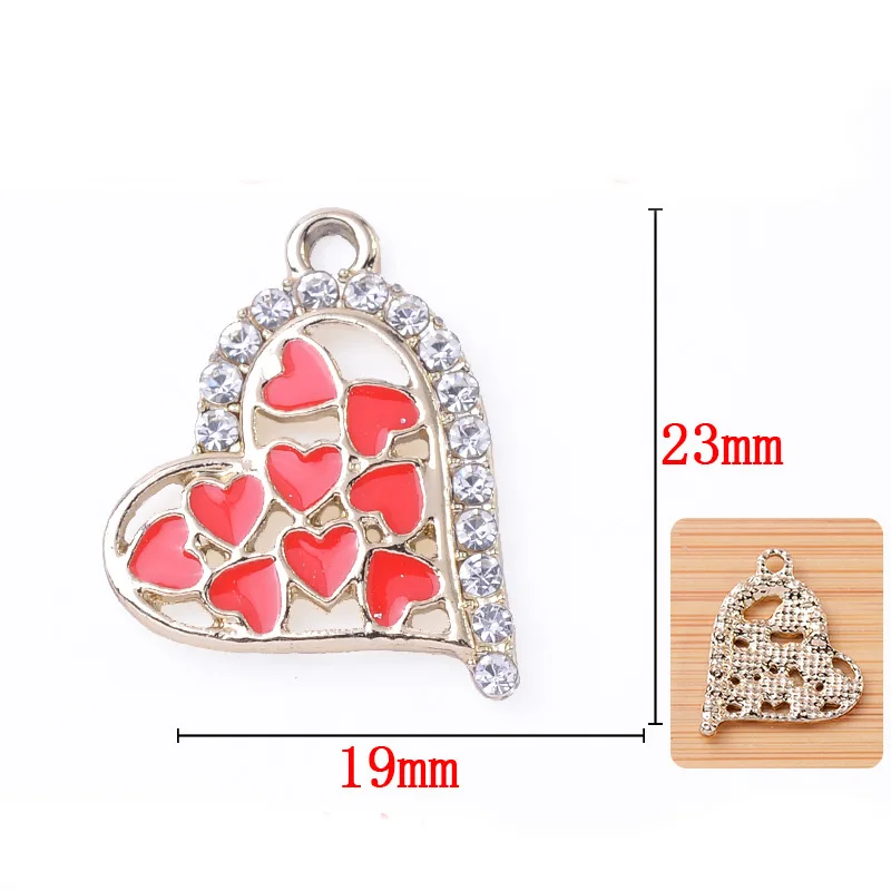 Engood 100 قطعة الراين مزدوجة القلب زر DIY بها بنفسك مجوهرات قلادة القرط المعلقات الشعر الخياطة تقليم والزينة الحرفية