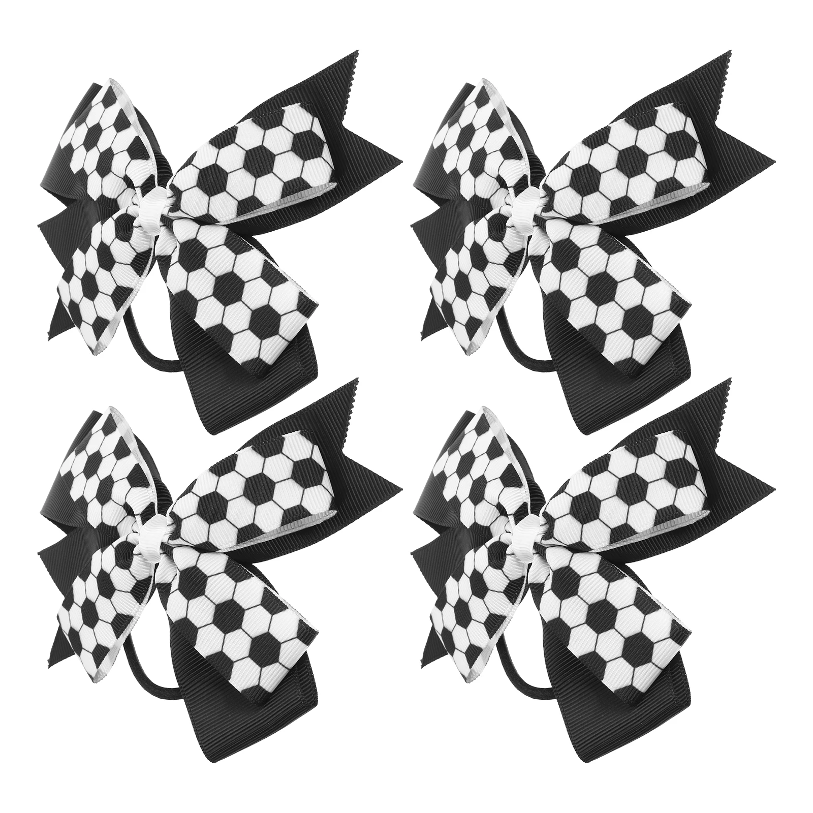 

4pcs Bow Hair Tie Football Style Black White Splice Elastic Hair Bows for Girls Toddler s Women Accessories