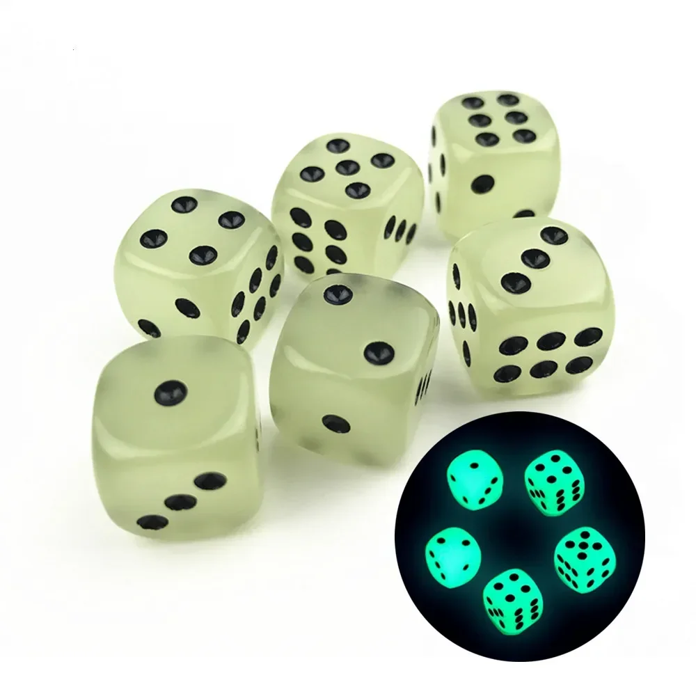 3/4/6PCS 16mm 6Sided Noctilucent Dice Night Light Round Corner Cubes Fun Bar KTV Entertainment Luminous Game Dices Drinking Tool