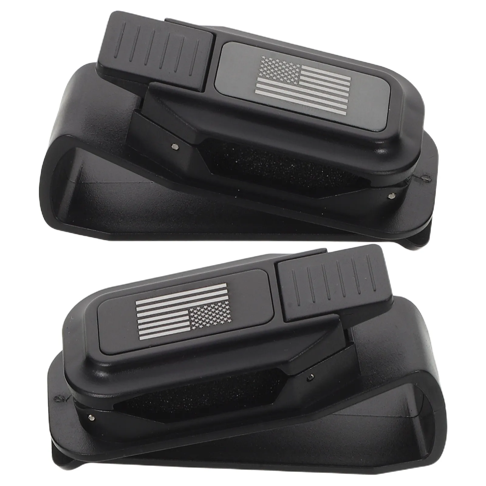 2Pcs American Flag Car Eyeglass Holder Clips Double Slot Sunglasses Visor Organizer Ticket Card Storage Universal Car view 6