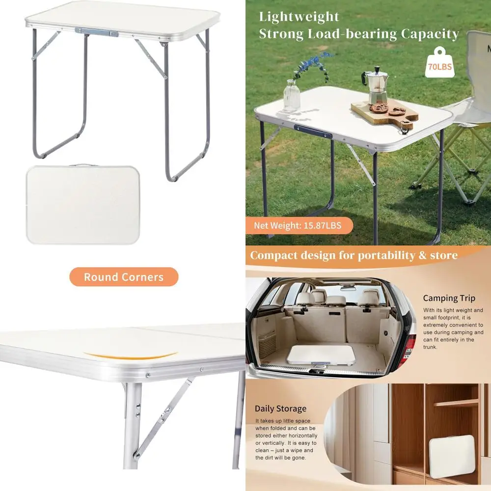 

Lightweight Portable Folding Camping Table - Outdoor & Picnic Use, Easy Setup & Carry, 70x50x60cm
