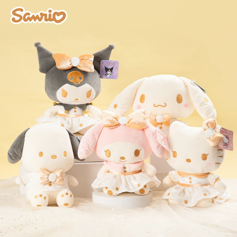 Sanrio Hello Kitty Kuromi Melody Cinnamoroll Set serie de juguetes de peluche de dibujos animados y lindo juguete para niños muñeca suave y cómoda regalo