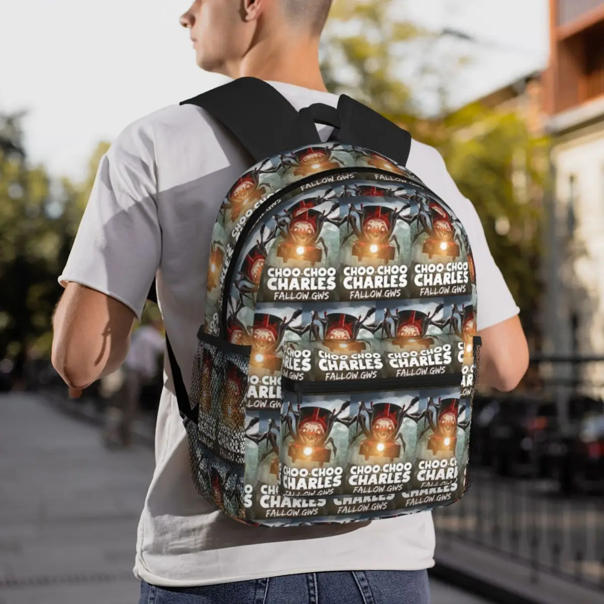 Permainan Horor Choo-Choo Charles Ransel Pelajar Tas Sekolah Tas Travel Hiking untuk Anak Laki-laki Perempuan Tas Buku Fashion Tas Bahu