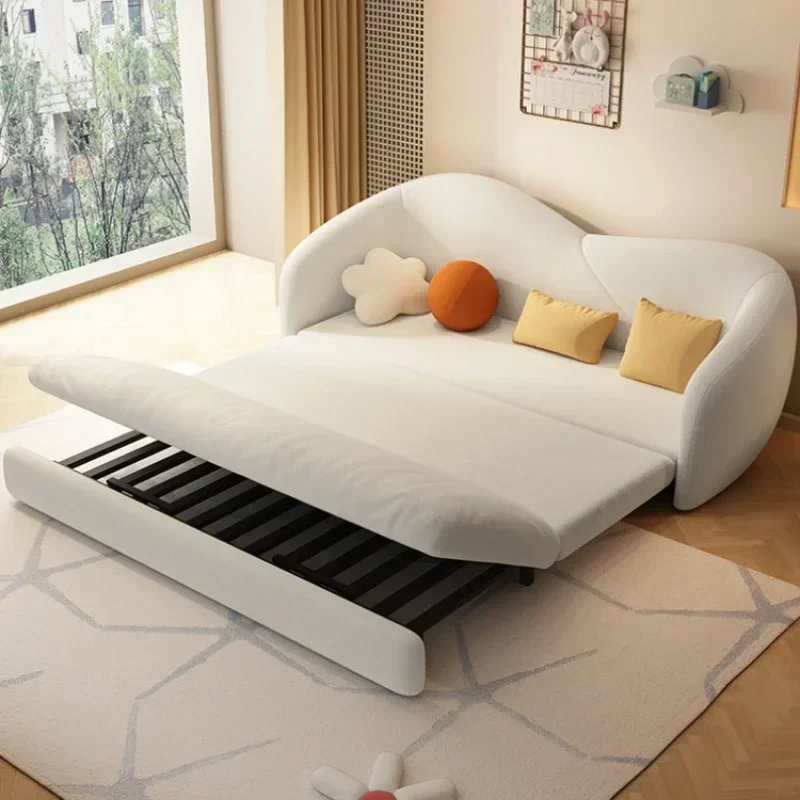 

Fabric Living Room Sofas Luxury European Beige Cloud Sleeper Double Sofa Bed Bedroom Lounge Modern Divano Letto Home Furniture