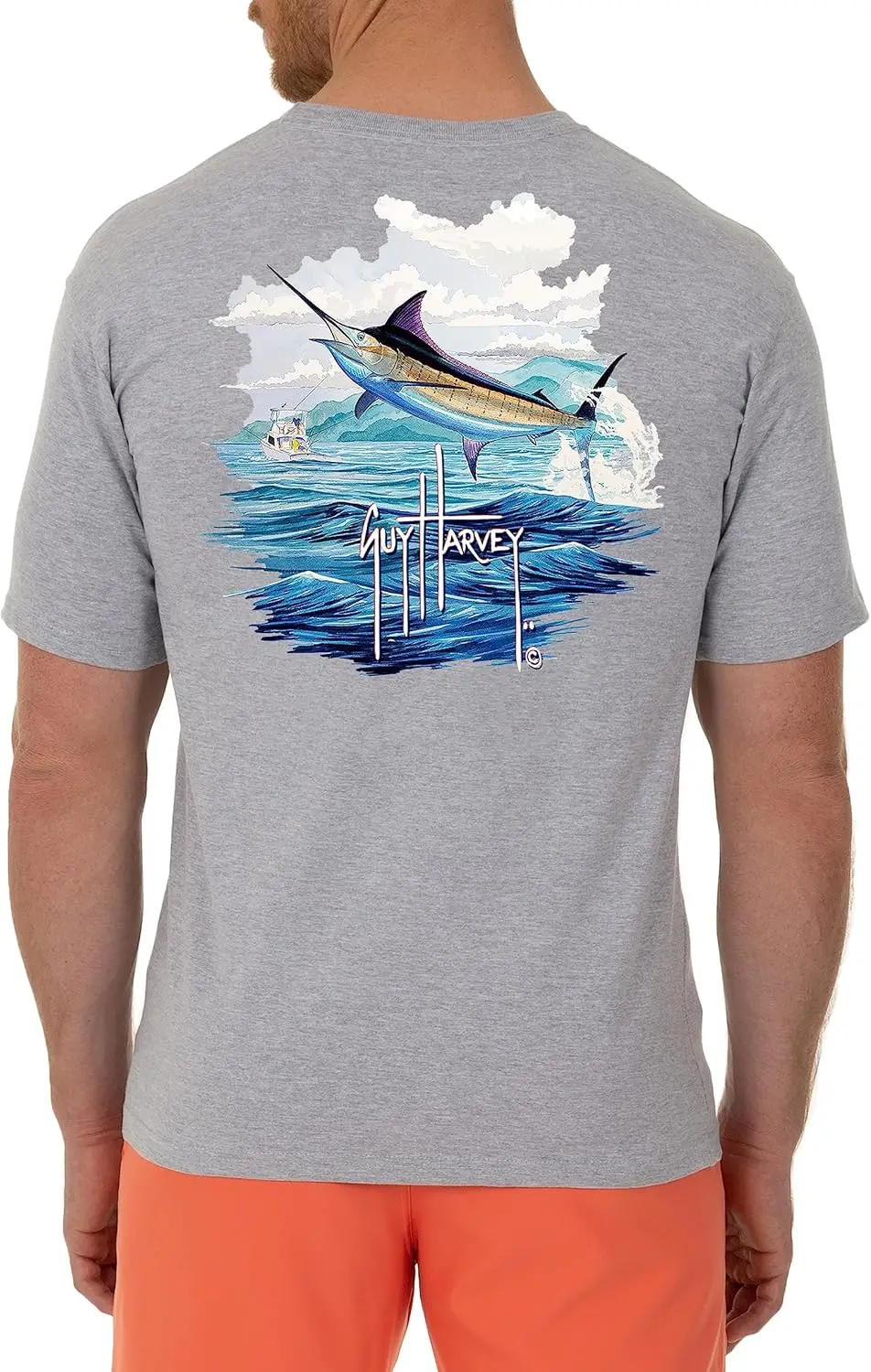 تي شيرت Guy Harvey للرجال من مجموعة Billfish بأكمام قصيرة وجيب - تي شيرت عصري لصيد الأسماك والمغامرة في الهواء الطلق من القطن #4