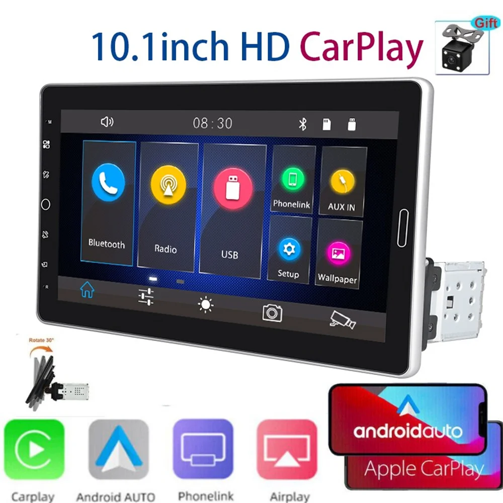 

X-REAKO Car Stereo Radio 10.1'' Touch Screen Carplay Universal Car Multimedia Player with BT FM Radio Receiver