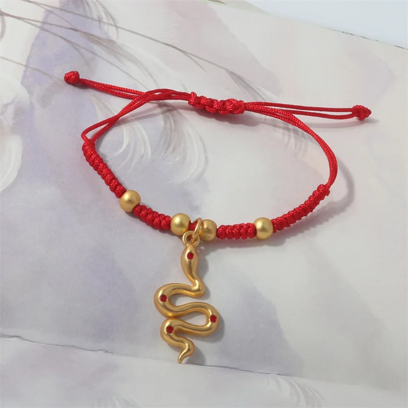 Lucky Red Rope Cute Snake Pendant Bracelet for Kids Baby Women Men 2025 Fashion Handmade Braided Bracelets New Year Jewelry Gift