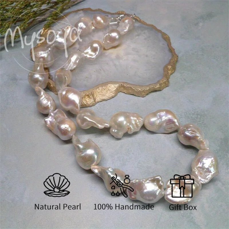 

MYSOYA 13-18 мм жемчужное ожерелье в стиле барокко с подарочной коробкой, индивидуальный подарок, идеально подходящий для свадьбы, дня рождения, Рождества, Нового года