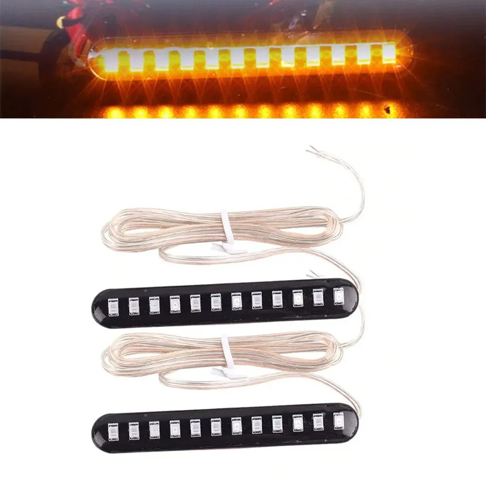 Luces LED de giro para motocicleta, 2 piezas, 12 Led, cc 12V, IP68, impermeable, agua corriente, tiras de coche