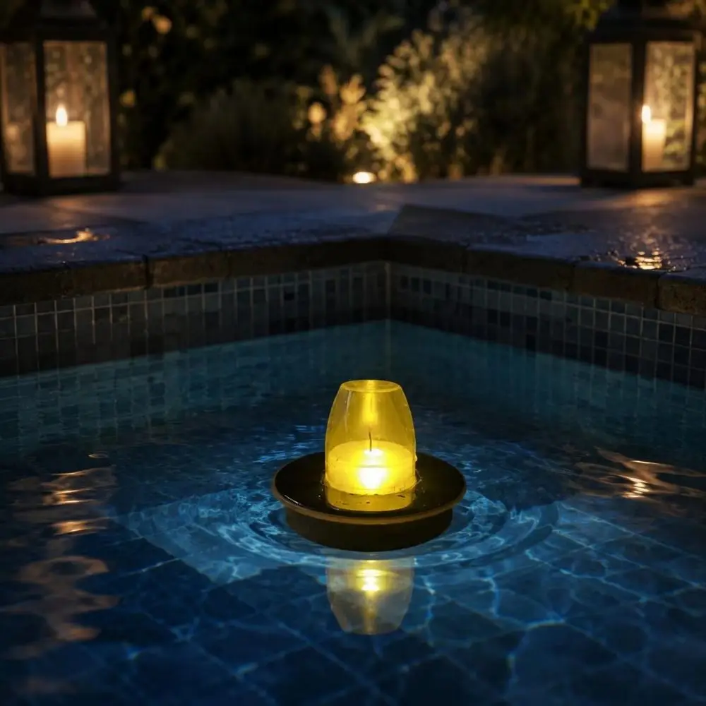 Waterproof Floating Candle Light Buoyant Luminous Buoyant Luminous Water Decor Amber Cover Simulated Flame