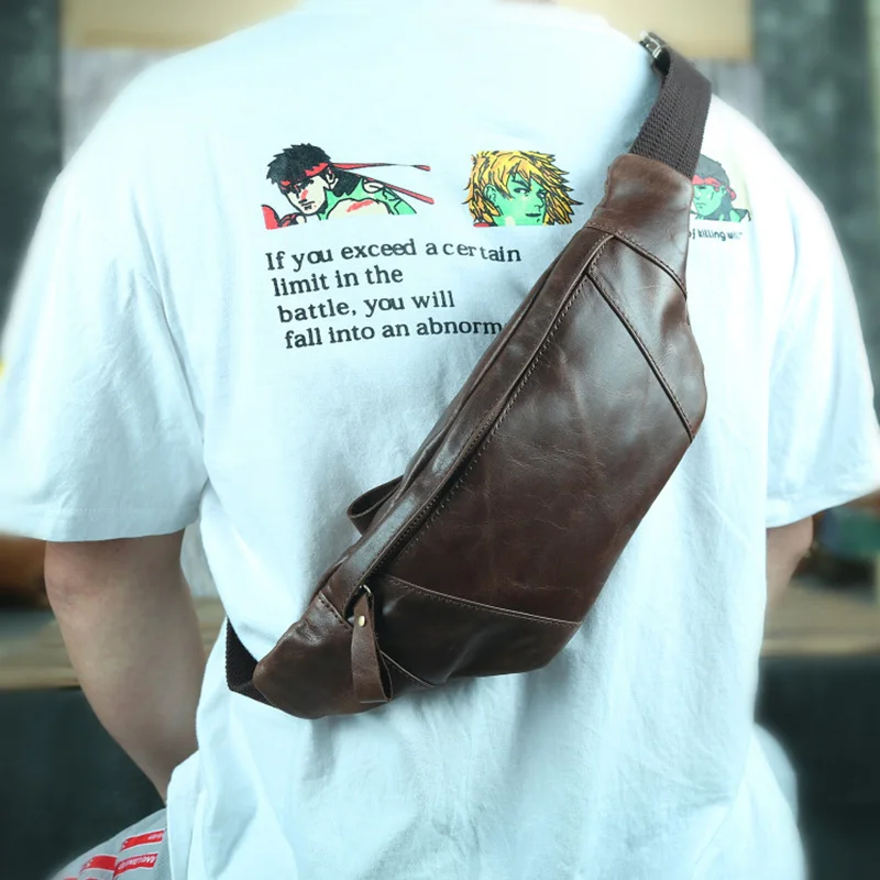 Vintage Wallets Men Solid First Layer Cowhide Genuine Leather Wallet Basic Daily Zipper Purse Casual Phone Bags Retro Waist Bag