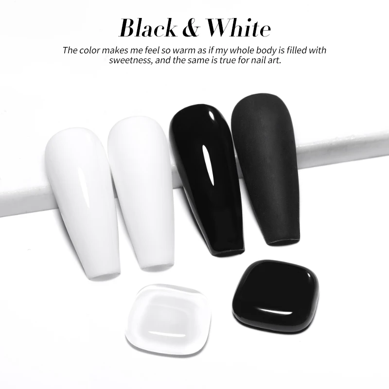 BORN PRETTY 250g Pure Black White Color Gel Nail Polish Semi Permanent Jelly Nude Gel Refilled Package Soak Off UV LED Gel