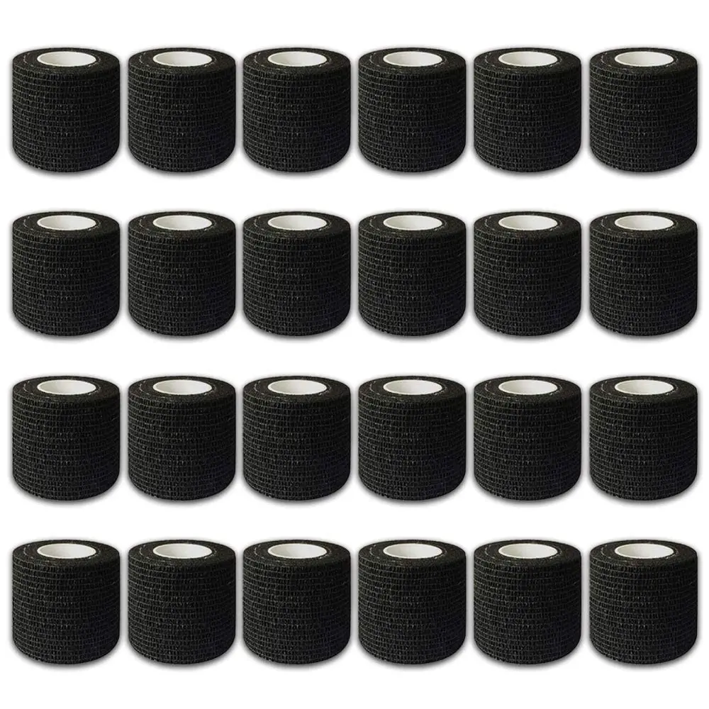 8/12/24Rollers Black 5*450cm Disposable Cohesive Tattoo Grip Tape Wrap Elastic Bandage Rolls For Tattoo Machine Grip Accessories