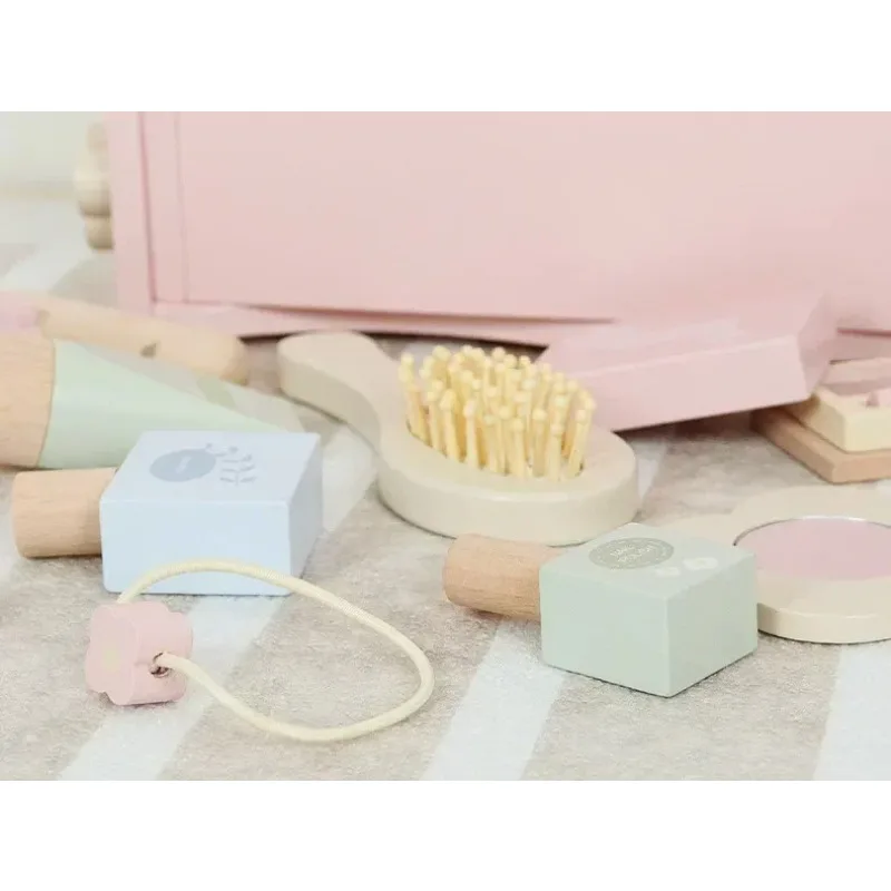 Casa de juegos rompecabezas juguetes interactivos tocador de madera de alta calidad peine secador de pelo sombra de ojos lápiz labial regalo de cumpleaños para bebé