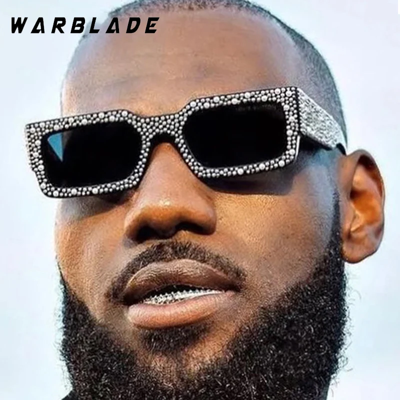 

Fashion Luxury Personality Square Sunglasses Women Imitation Diamond Brand Design Sunglasses Men Street Photography Shades UV400