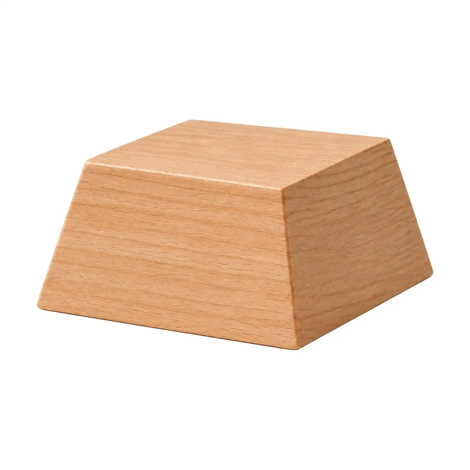 Natural Beech Wood Display Stand for Mineral Specimens Collectibles Square Trapezoid Pedestal for Shelf Decor