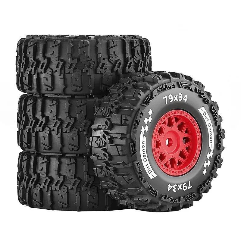 RC 80MM Rubber Tires Crawler Truck Tire, for 1/14 1/16 TRXS E-Revo HSP 94186 16208 16209 16210 WLtoys 144001 16208 2105A 3101A