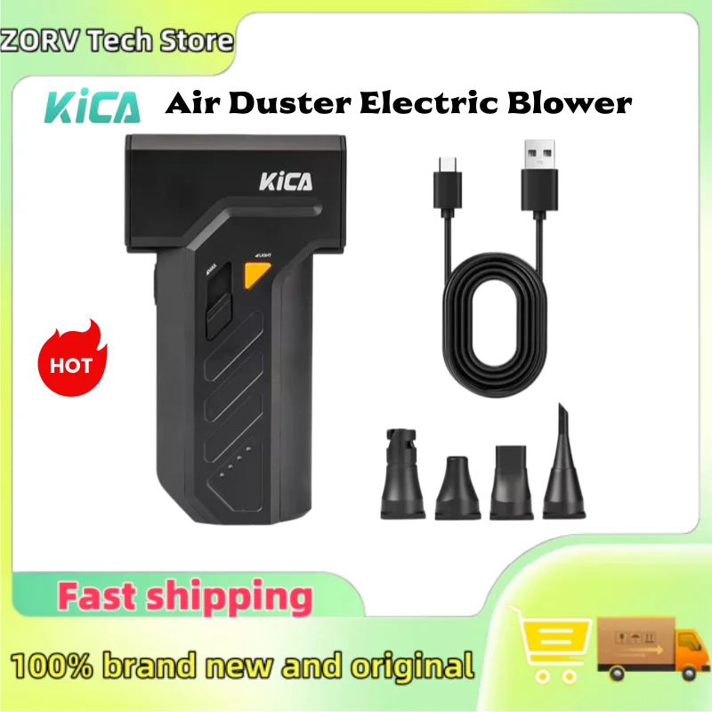 KICA Jetfan Ultra 45m/s 압축 공기 먼지 제거기 전기 송풍기 LED 조명 휴대용 무선 116000 RPM 충전식, 4000mAh