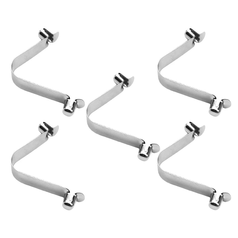 

5Pcs Stainless Steel Double Pin Spring Clips Secure Pool Brush V-Shaped Pole Clips Button Clamp for Skimmer Net Pool Accessory