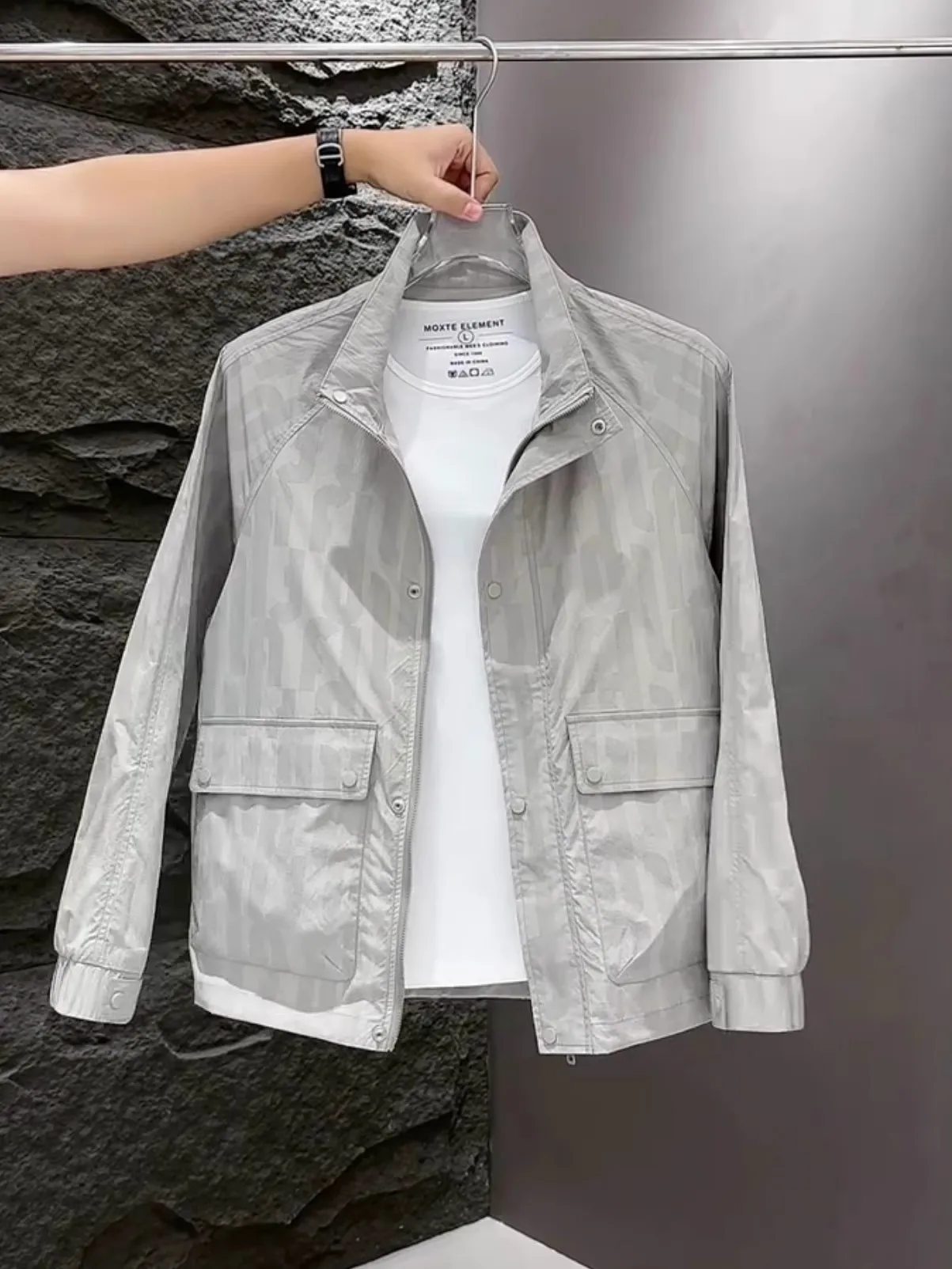 

Повседневное модное мужское джинто, тонкое весенне-осеннее пальто с воротником-стойкой, рабочая одежда из полиэфирного волокна, длинное пальто на молнии