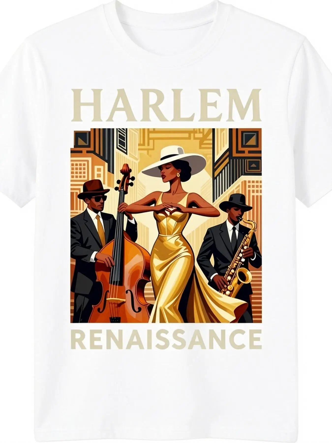 1920S Harlem Renaissance T-Shirt - Vintage Cultural Apparel for Black History Month, Featuring 1920s Harlem Art, Casual Regular Version Crew Neck Educational Apparel