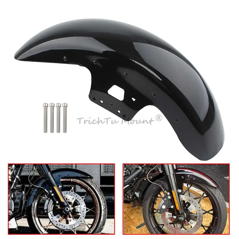 Motocyklowy 19-calowy żywy czarny błotnik przedni do Harley Touring Electra Glide przemieszczanie się po ulicy Tri Ultra Road King 2014-Up