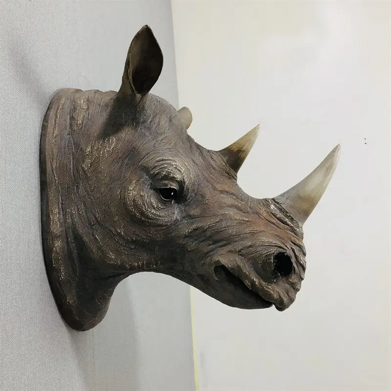 Animal Rhinoceros Figurines Zoo Wall Sculptures Interior Decoration Bear Head Models Ornaments Groot Holiday Funny Sculptures