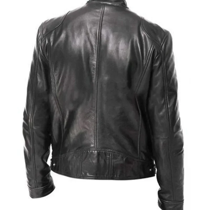 Jaqueta de couro do plutônio dos homens suporte pescoço zíper fino ajuste jaqueta de couro da motocicleta moda cardigan jaqueta masculina do plutônio 2024 novo 5xl-m