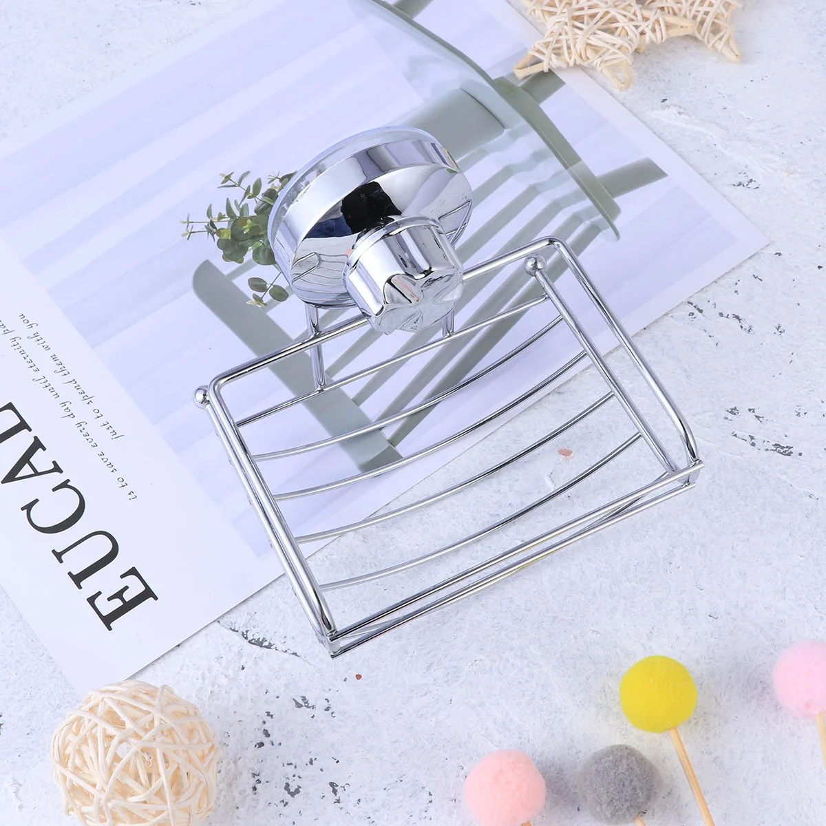 

Stainless Steel Soap Holder Strong Suction Mount For Bathroom Shower Tile Glass Surface Drain Design Hollow Soap Box