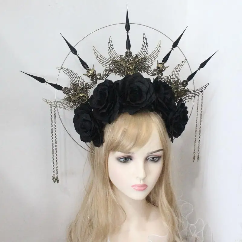 N5KB Crown Vintage Diy Material Crown Flor Flor da cabeça Diy Barroca