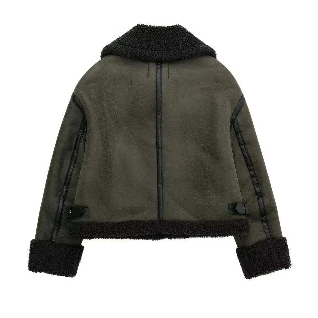 

Winter Women's Cotton Jacket Long Sleeve Lapel Double-sided Short Casual Urban Elegant Fashion European American Style
