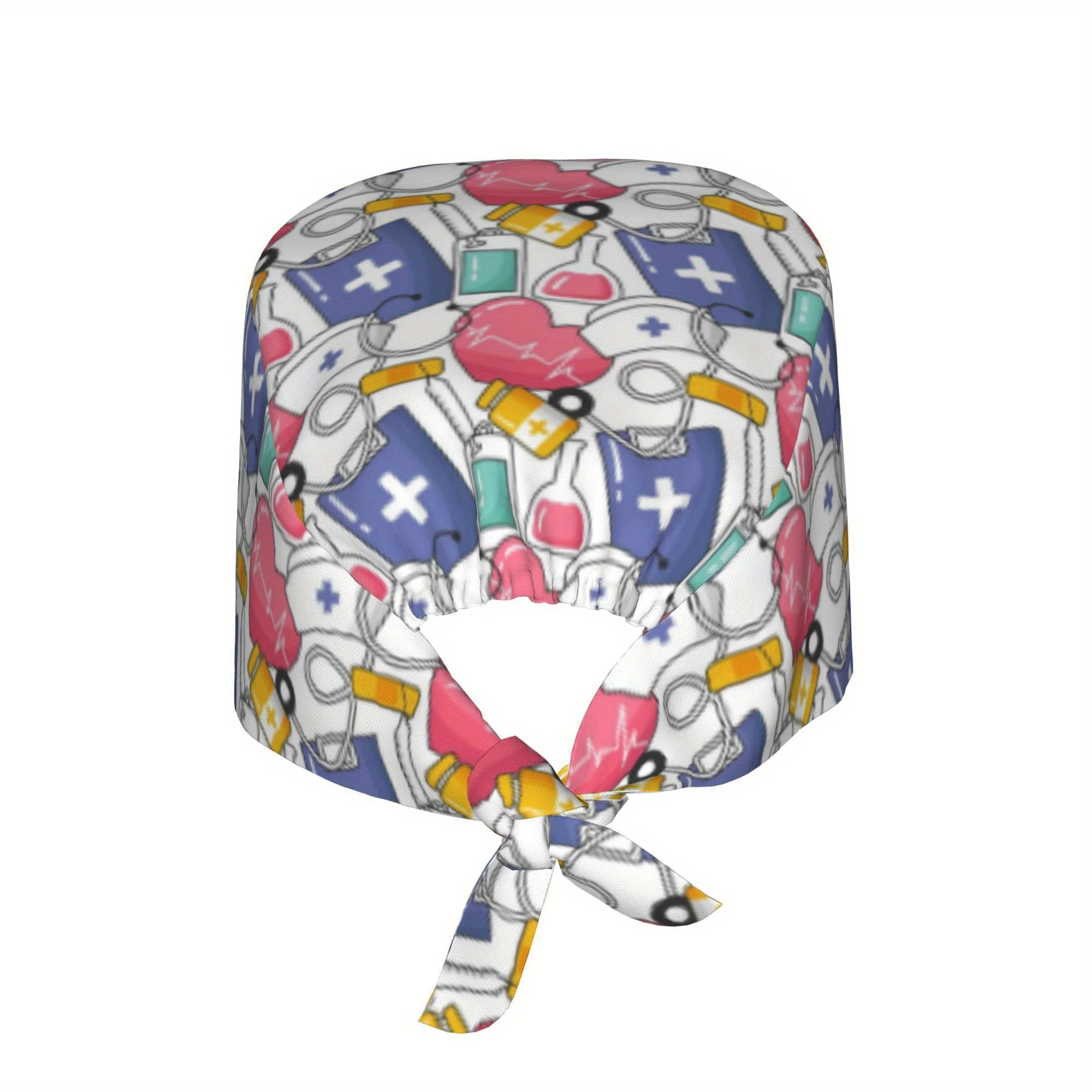 1pc Stylish Nurse Cap for Women - Lightweight, Adjustable Skull Cap with Tie-Back, Dustproof Cooking Hat, Perfect for Floral Sho