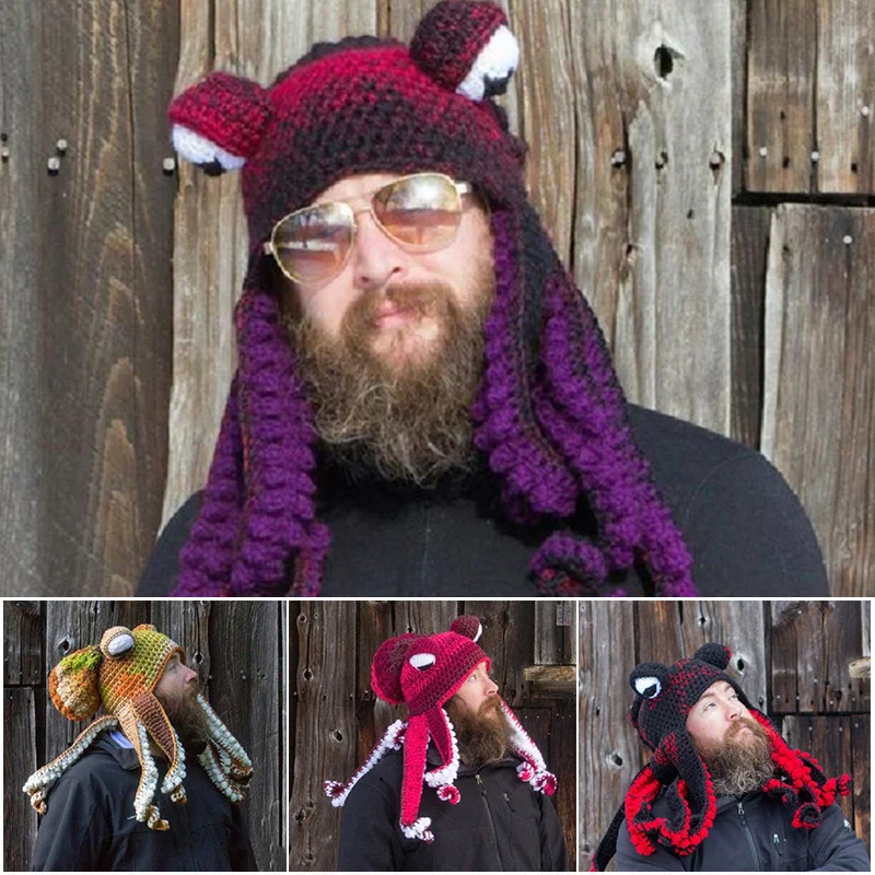 

Novelty Octopus Knitted Hat Circumference 22 To 23.5 Inch Beanie For Women Men